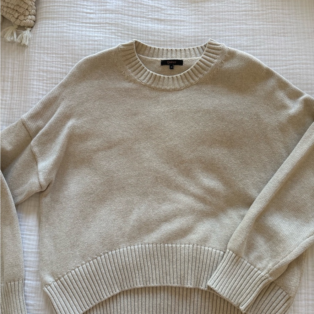 Quince Women's Beige Crew Neck Sweater